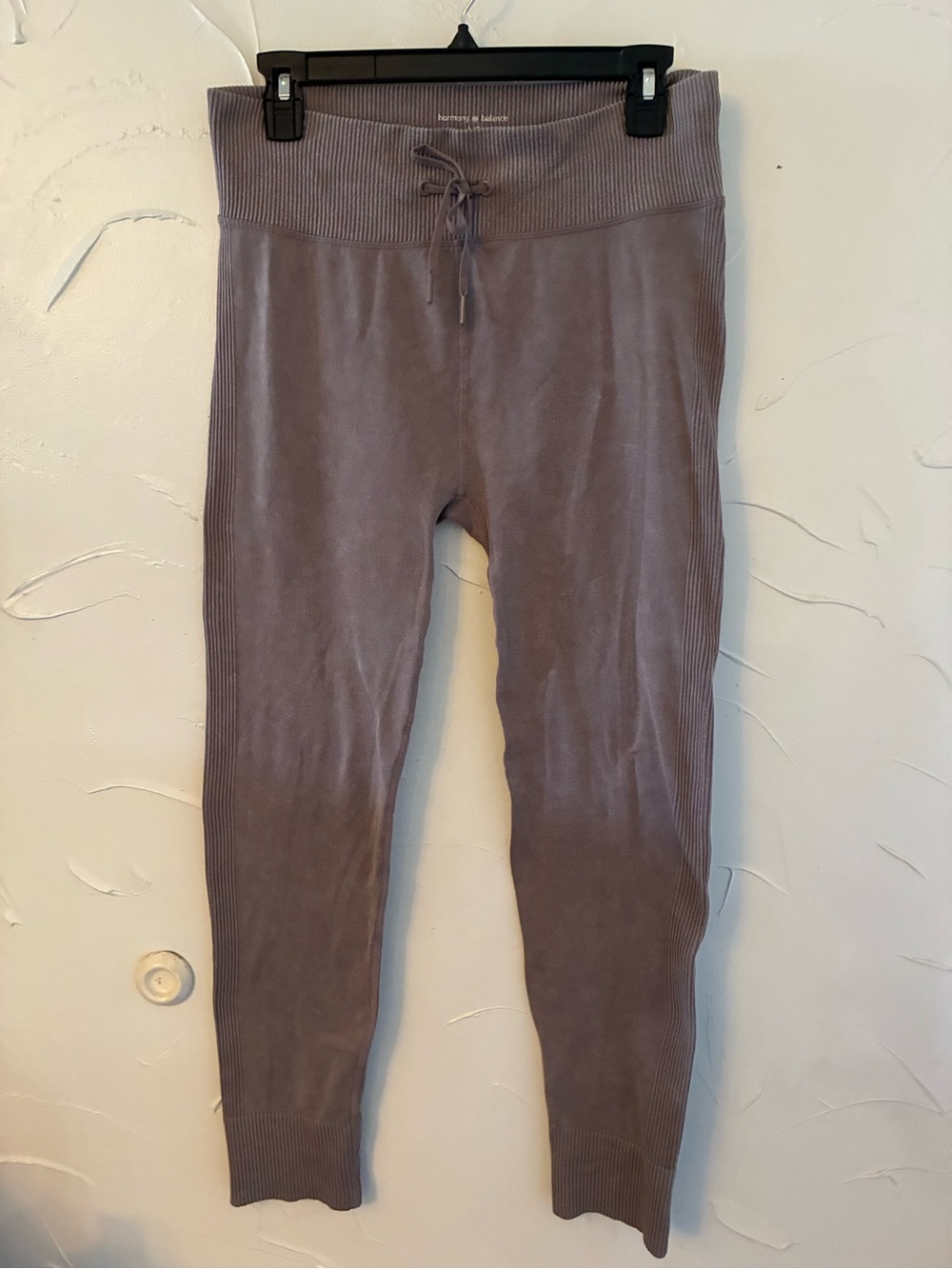 Harmony Balance Taupe Seamless Ribbed Yoga Leggings SZ L